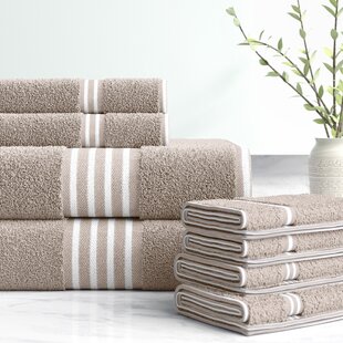 brown striped bath towels